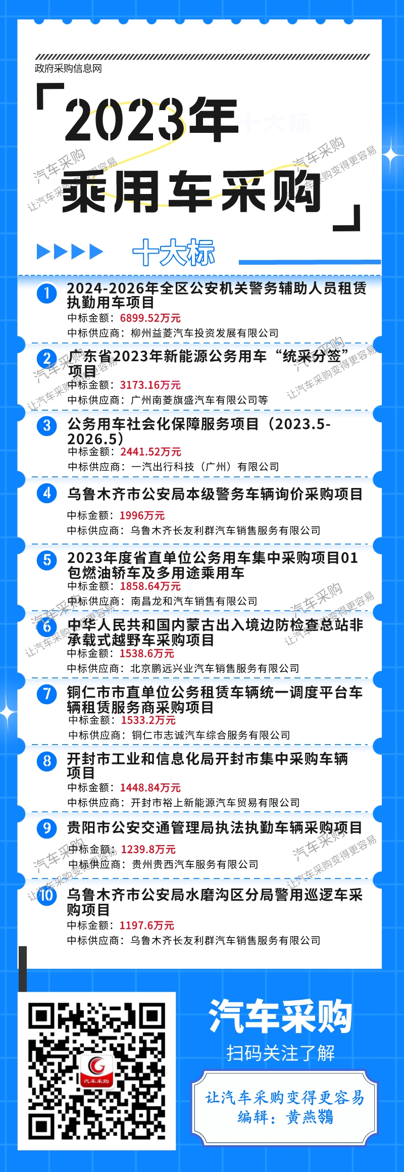 2023年乘用车采购十大标