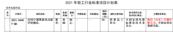 海信新风标准